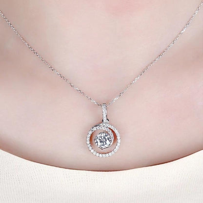 925 Sterling Silver Round Cut Halo Pendant Necklace 5