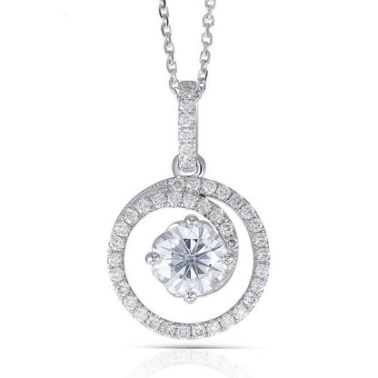 925 Sterling Silver Round Cut Halo Pendant Necklace 1