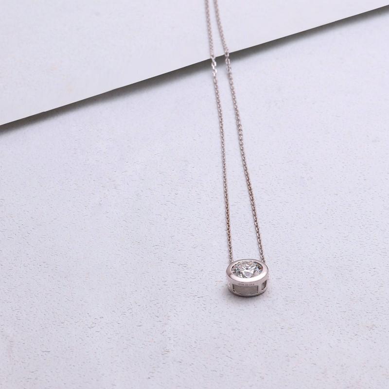 925 Sterling Silver Round Cut Color CZ Pendant Necklace 2