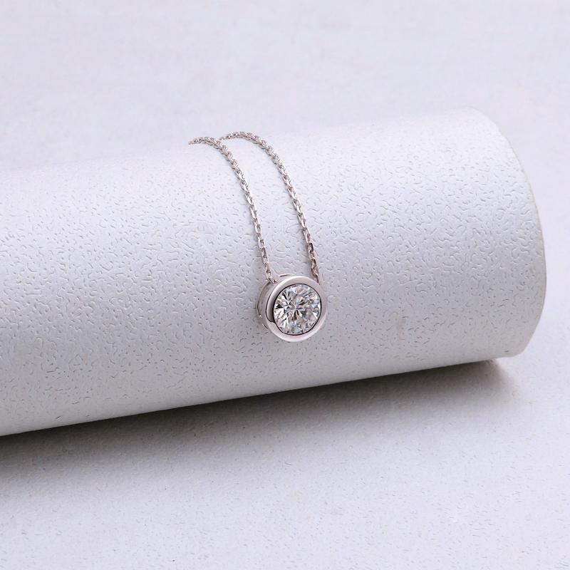 925 Sterling Silver Round Cut Color CZ Pendant Necklace 4