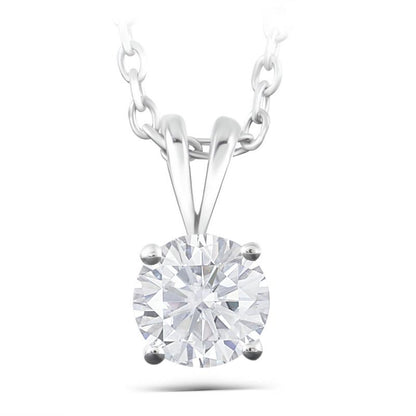 925 Sterling Silver Round Cut CZ Diamond Pendant Necklace 1