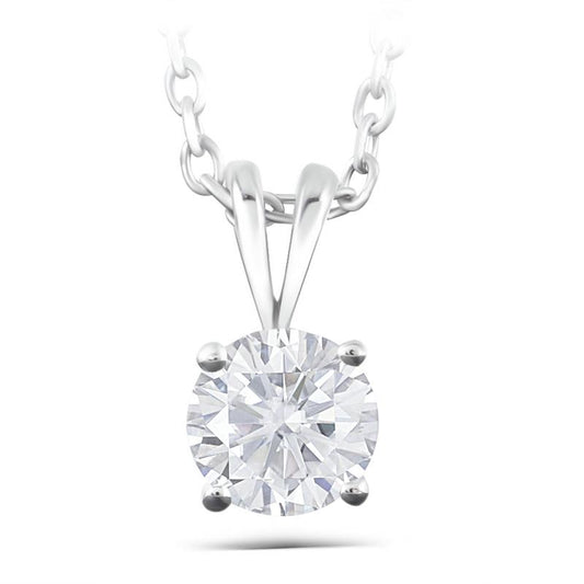 925 Sterling Silver Round Cut CZ Diamond Pendant Necklace 1