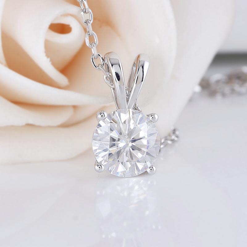 925 Sterling Silver Round Cut CZ Diamond Pendant Necklace 3