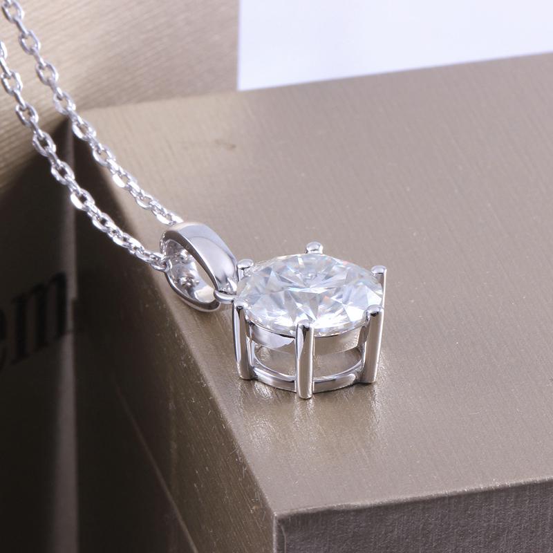 925 Sterling Silver Round Cut CZ Diamond Pendant Nacklace 5