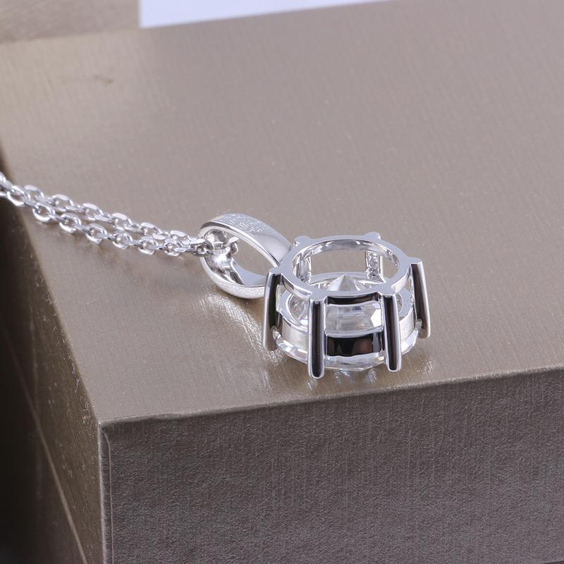 925 Sterling Silver Round Cut CZ Diamond Pendant Nacklace 6