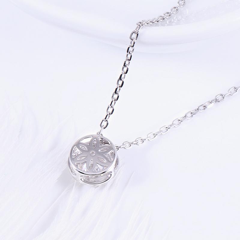 925 Sterling Silver CZ Classic Halo Pendant Necklace 4