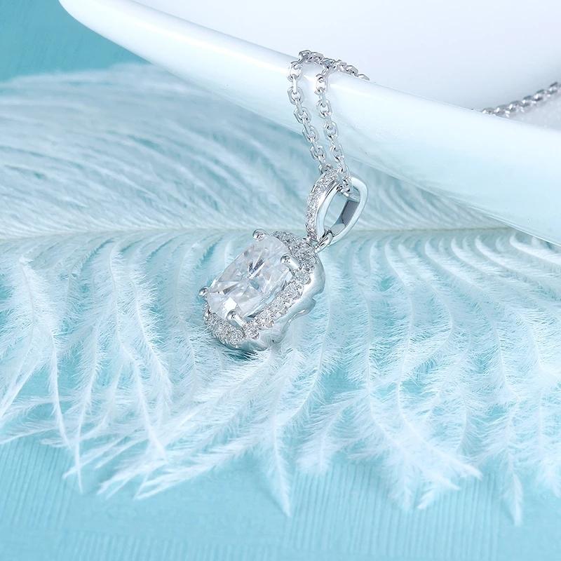 925 Sterling Silver Cushion Cut CZ Halo Pendant Necklace 3