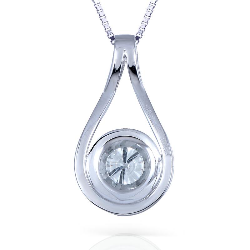 Round Cut CZ Halo Forever Classic Pendant Necklace 2