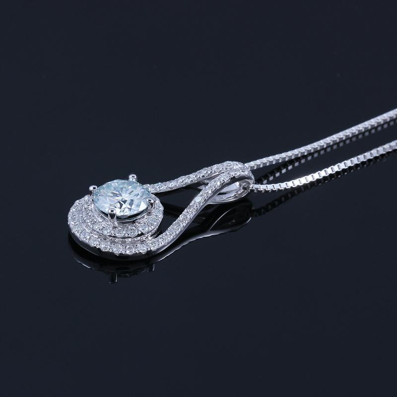 Round Cut CZ Halo Forever Classic Pendant Necklace 3