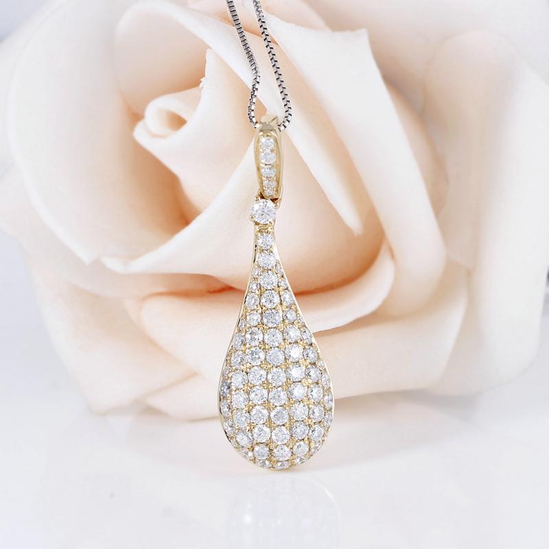 925 Sterling Silver Pear-Shaped Pendant Nacklace 2