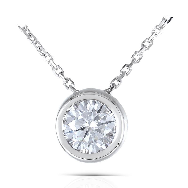 925 Sterling Silver CZ Classic Pendant Necklace 1