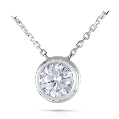 925 Sterling Silver CZ Classic Pendant Necklace 1