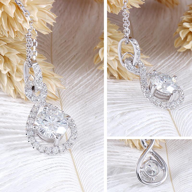 925 Sterling Silver Round Cut CZ Number "8“ Halo Pendant Necklace 2