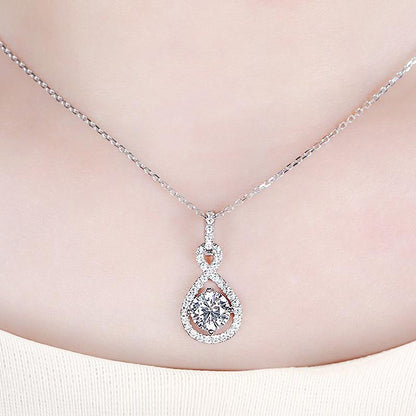 925 Sterling Silver Round Cut CZ Number "8“ Halo Pendant Necklace 4