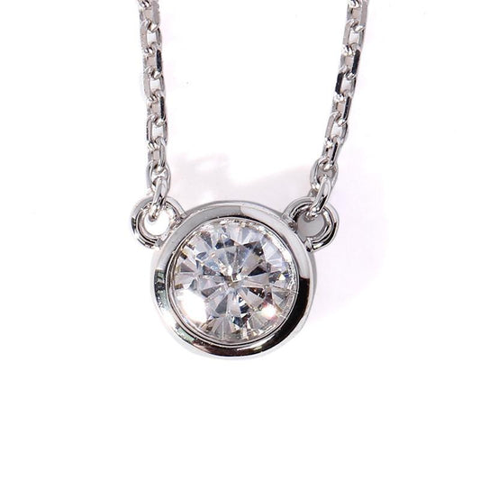 925 Sterling Silver Round Cut CZ Solitaire Necklace 1