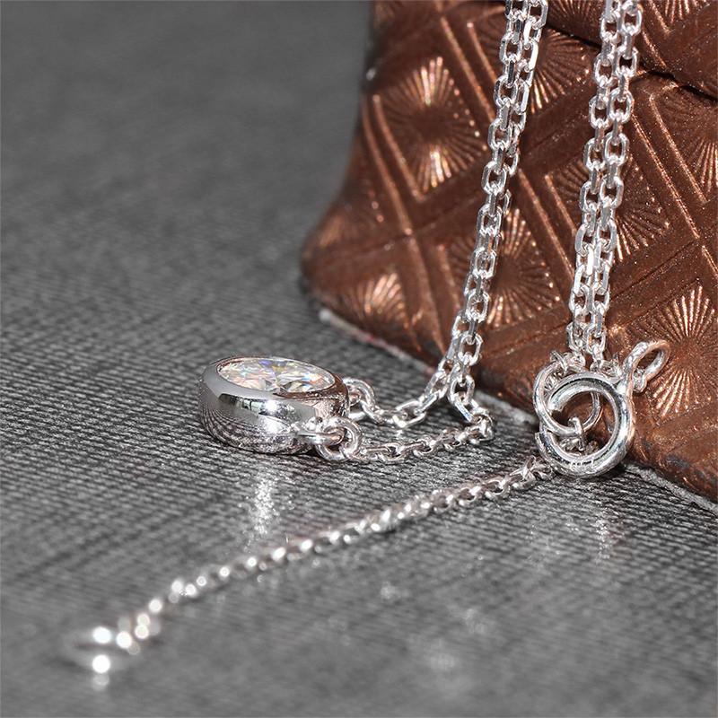 925 Sterling Silver Round Cut CZ Solitaire Necklace 4