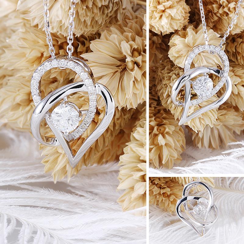 925 Sterling Silver Heart Shaped Pendant Necklace 2