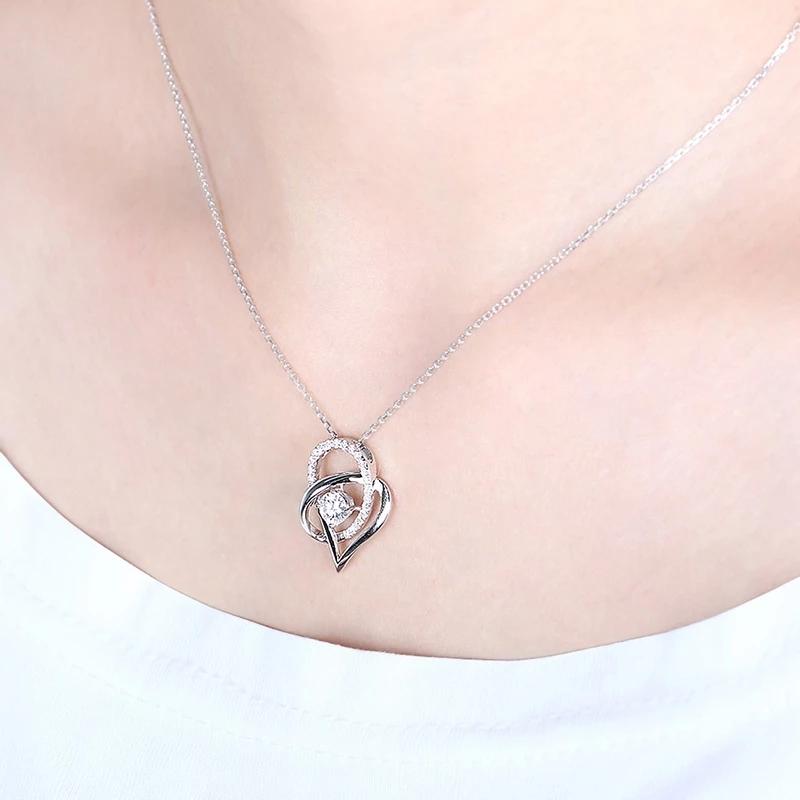 925 Sterling Silver Heart Shaped Pendant Necklace 7