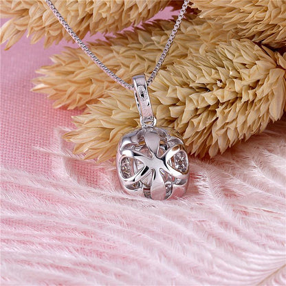 925 Sterling Silver Cushion Cut CZ Classic Halo Pendant Necklace 3