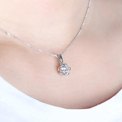 925 Sterling Silver Round Cut CZ Classic Pendant Necklace 6