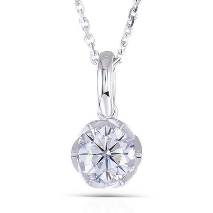 925 Sterling Silver Round Cut CZ Classic Pendant Necklace 1