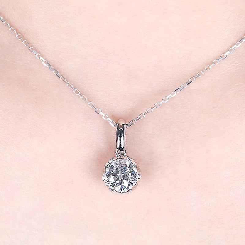 925 Sterling Silver Round Cut CZ Classic Pendant Necklace 4