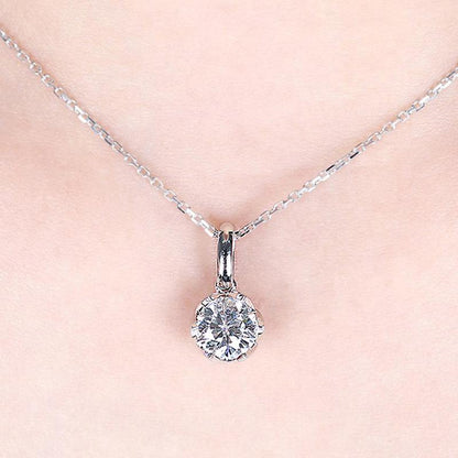 925 Sterling Silver Round Cut CZ Classic Pendant Necklace 4