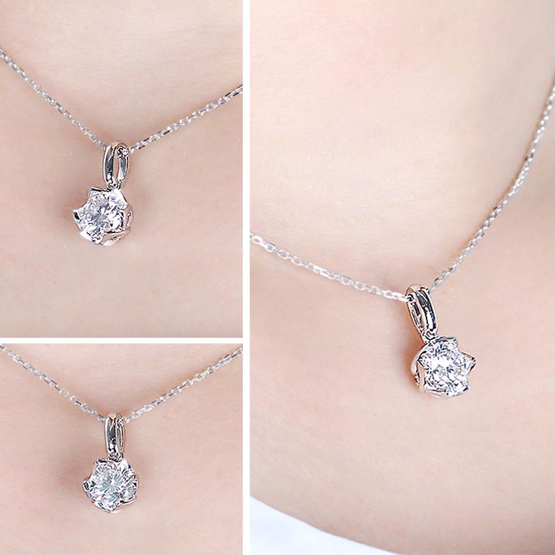 925 Sterling Silver Round Cut CZ Classic Pendant Necklace 5