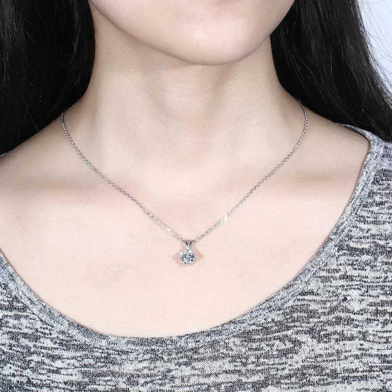 925 Sterling Silver Cushion Cut Solitaire Pendant Necklace 5