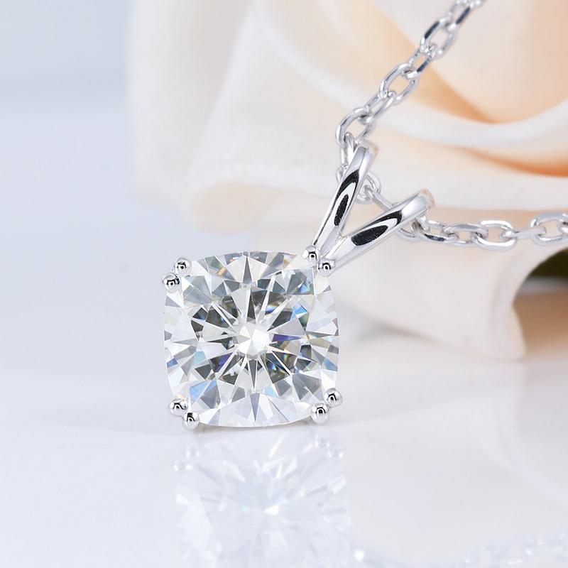 925 Sterling Silver Cushion Cut Solitaire Pendant Necklace 3