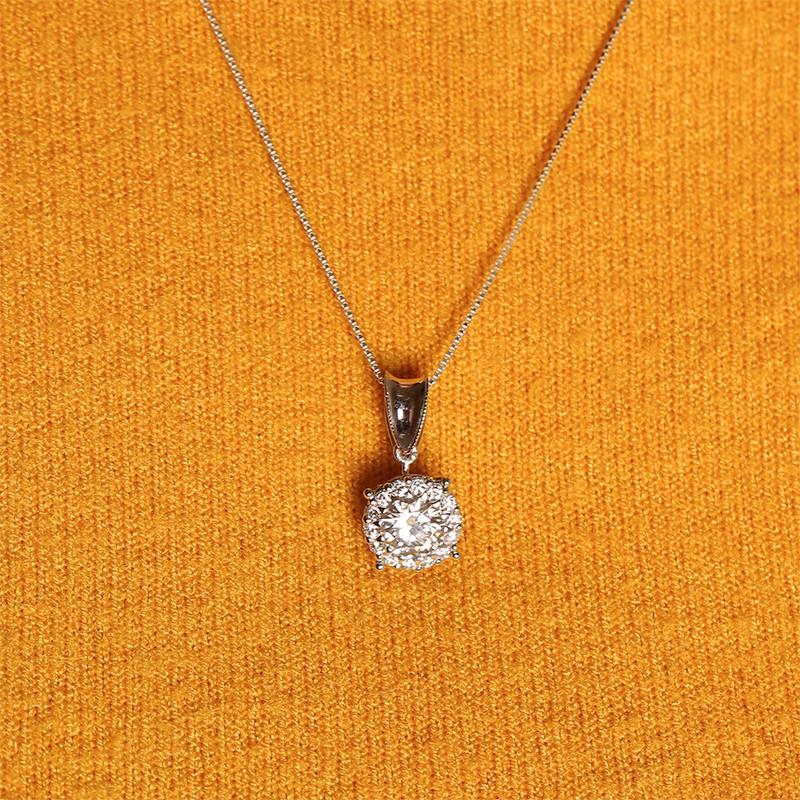 925 Sterling Silver Halo Melon Seed Buckle Pendant Necklace 7