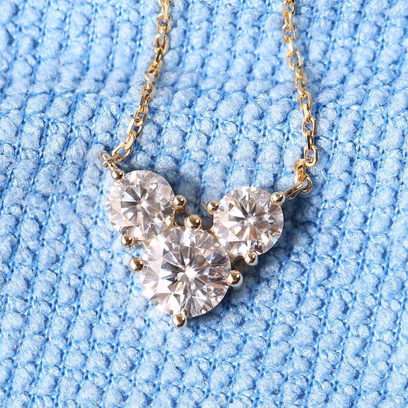 925 Sterling Silver CZ 3 Stone Necklace 4