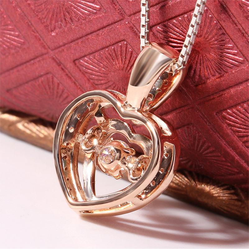 925 Sterling Silver Dancing Heart Shaped Pendant Necklace 6