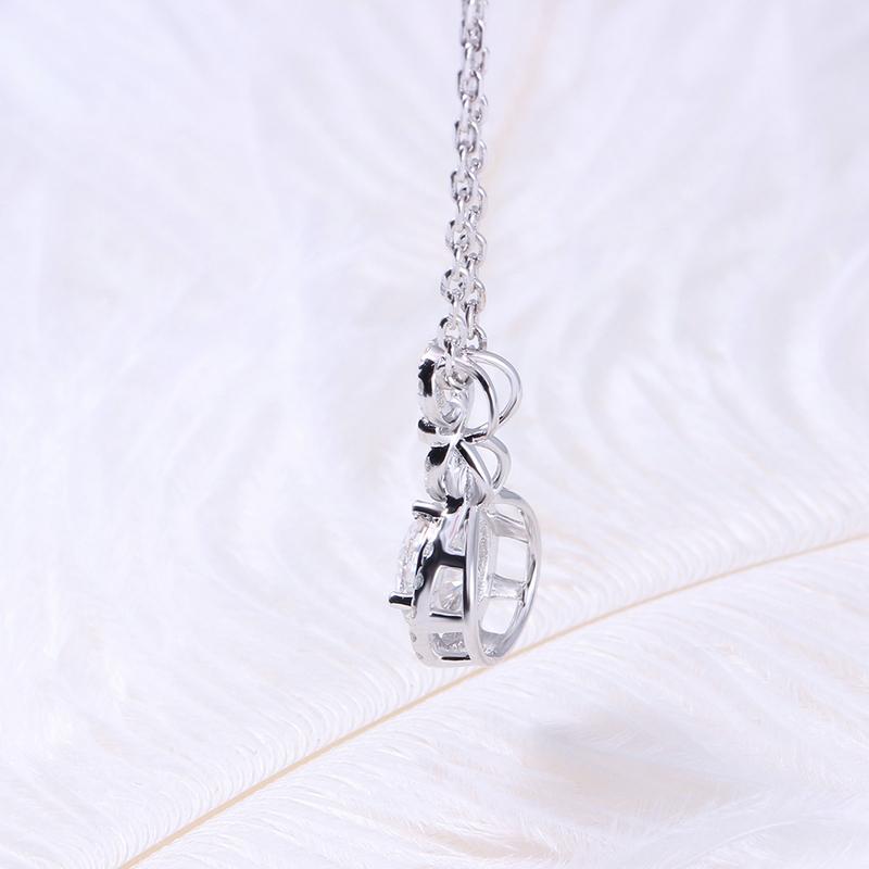 925 Sterling Silver Round Cut CZ Geometric Halo Pendant Necklace 5