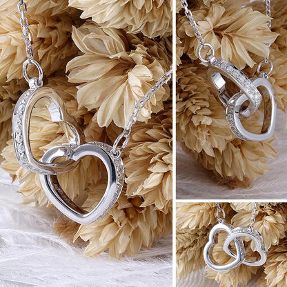 925 Sterling Silver CZ Interlocking Heart Shaped Necklace 4