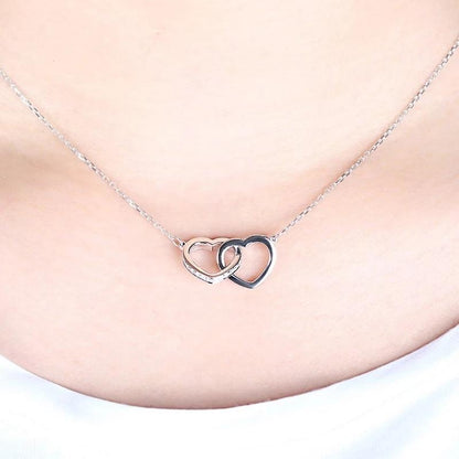 925 Sterling Silver CZ Interlocking Heart Shaped Necklace 2