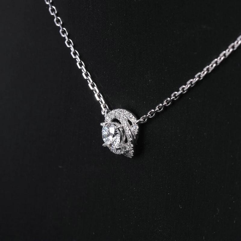 925 Sterling Silver CZ Classic Swirl Shaped Necklace 4