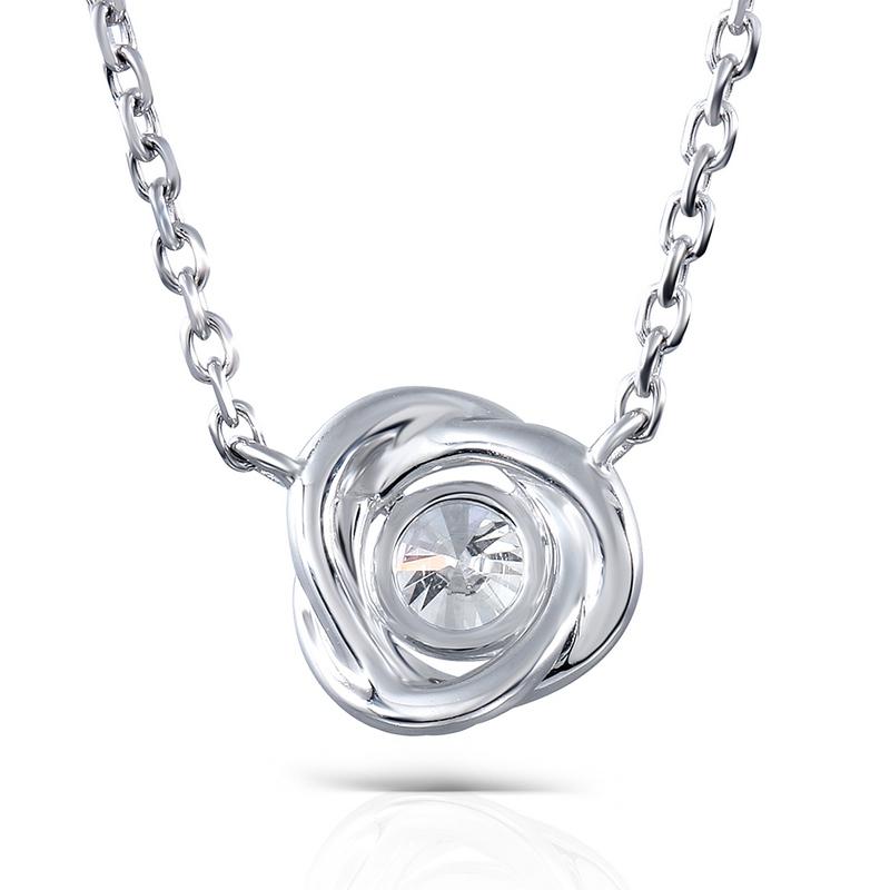 925 Sterling Silver CZ Classic Swirl Shaped Necklace 2