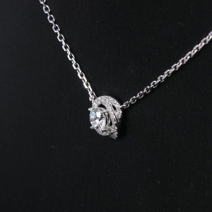 925 Sterling Silver CZ Classic Swirl Shaped Necklace 5