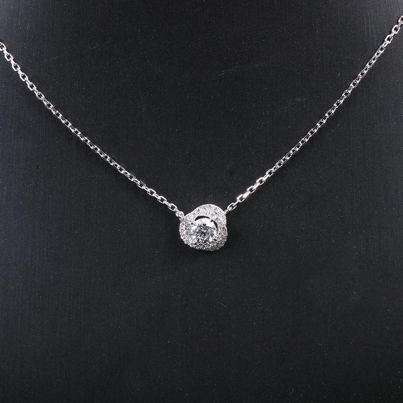 925 Sterling Silver CZ Classic Swirl Shaped Necklace 6