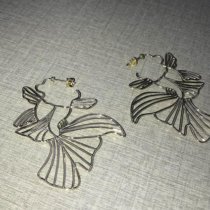 925 Sterling Silver Yellow Gold Unique Goldfish Design Drop Earrings 3