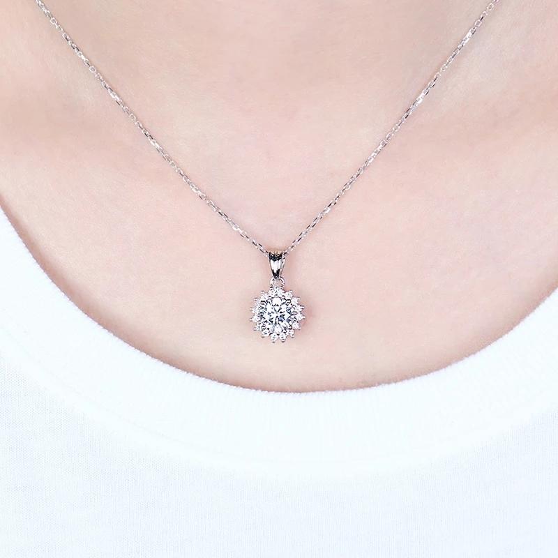 925 Sterling Silver CZ Halo Sunflower Shaped Pendant Necklace 5