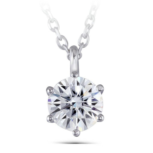 925 Sterling Silver Round Cut CZ Diamond Classic Solitaire Pendant Necklace 1