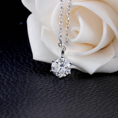 925 Sterling Silver Round Cut CZ Diamond Classic Solitaire Pendant Necklace 2