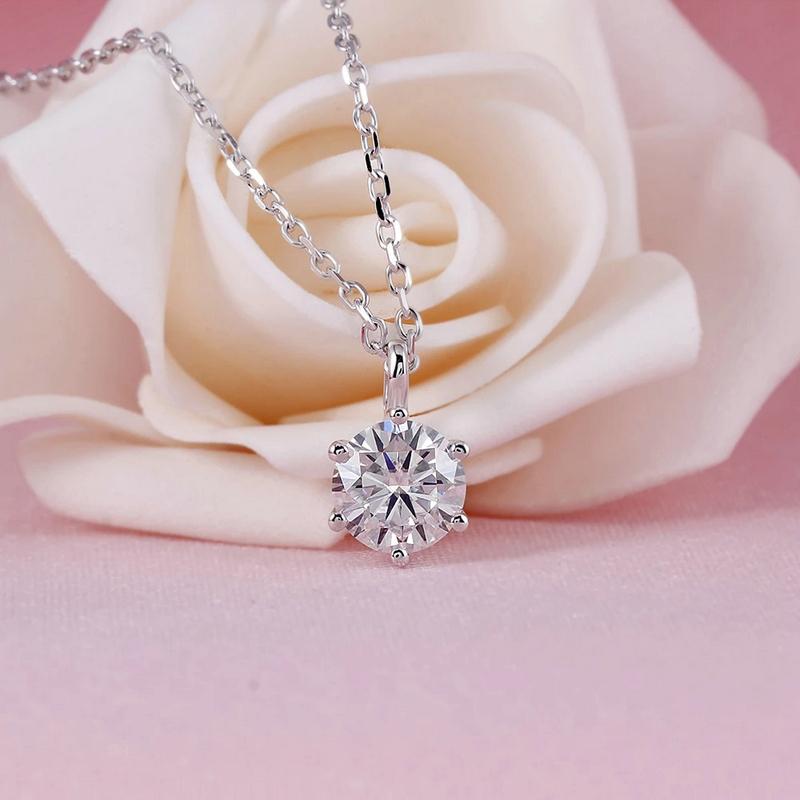 925 Sterling Silver Round Cut CZ Diamond Classic Solitaire Pendant Necklace 3