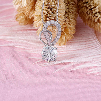 925 Sterling Silver Round Cut CZ Diamond Butterfly Wings Pendant Necklace 2