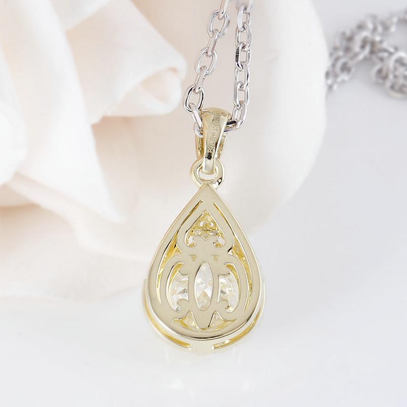 925 Sterling Silver Round Cut CZ Pear Shaped Pendant Necklace 3