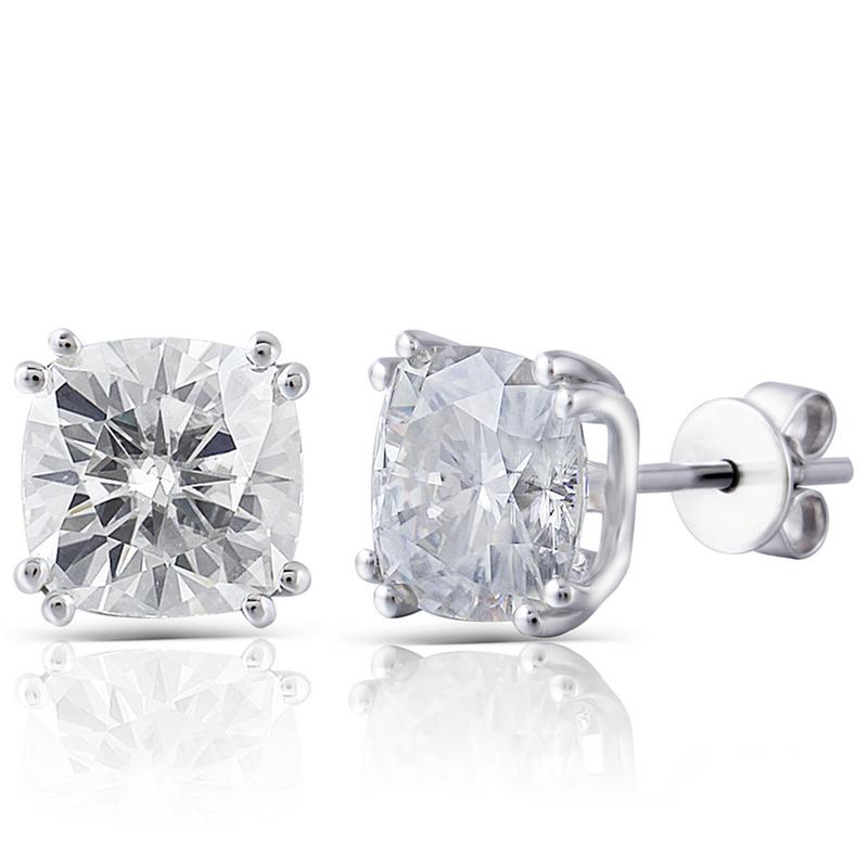 925 Sterling Silver Cushion Cut Cubic Zirconia Classic Stud Earrings 1