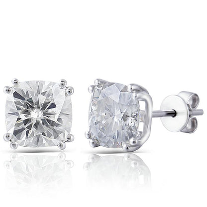 925 Sterling Silver Cushion Cut Cubic Zirconia Classic Stud Earrings 1