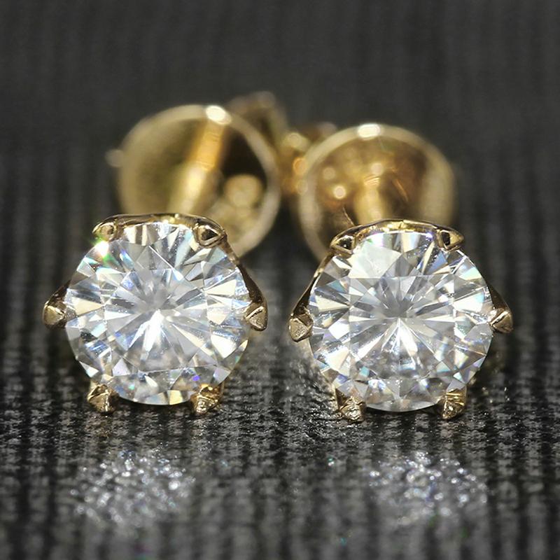 925 Sterling Silver Round Cut Cubic Zirconia Classic Stud Earrings 2